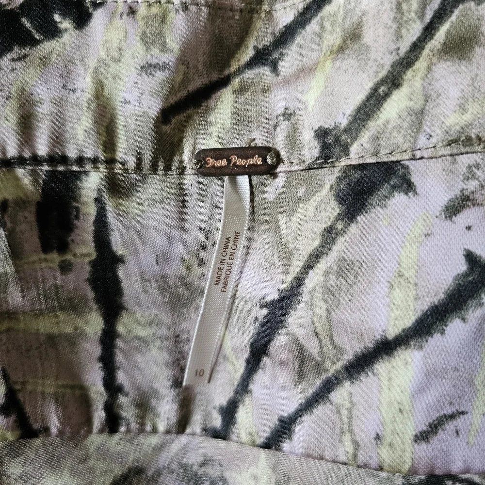 Free People Normani Bias tie dye 90's boho midi maxi satin skirt Size 10 - Picture 11 of 12